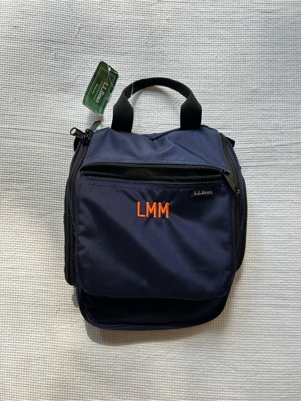 L.L. Bean Navy Toiletry Kit with Orange Monogram